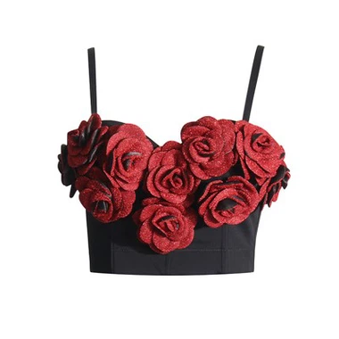 Sexy dreidimensionale Rosenblumen-Hosenträger