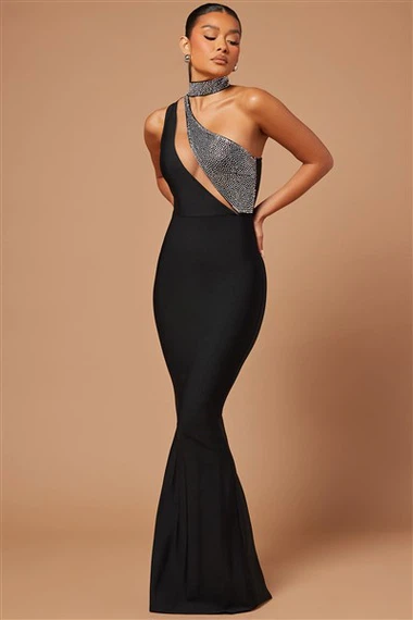 Atemberaubender Plus - Größe eins - Schulter -Maxikleid