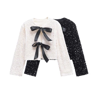 Frauenpaillette Crop Jacke für Frauen